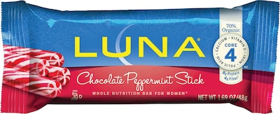 LUNA Gluten Free Chocolate Peppermint Stick Granola Bar, 1.69 oz., 15 Bars/Box (CCC210051)