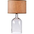Kenroy Capri Table Lamp w/ Clear Glass Finish & 17 Burlap Drum Shade