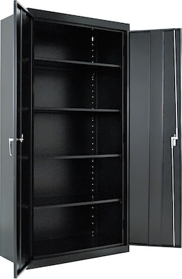 Alera Adjustable Storage Cabinet, Black, 4-Shelf, 36W x 18D x 72H