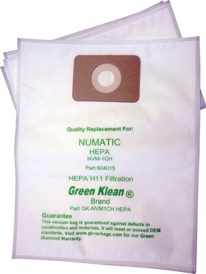 Green Klean® Hepa H11 Replacement Vacuum Cleaner Bags fit Nacecare Numatic Henry Hepa Flo 180/200 models, 10/pk