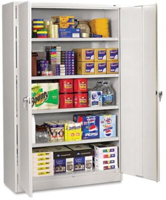 Tennsco Assembled Jumbo Steel Storage Cabinet, 4-Shelf, Light Gray, 78"H x 48"W x 24"D