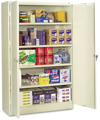 Tennsco Assembled Jumbo Steel Storage Cabinet, 4-Shelf, Putty, 78H x 48W x 24D