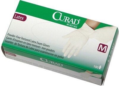 Curad Powder Free Beige Latex Gloves, Large, 100/Box (CUR8106H)