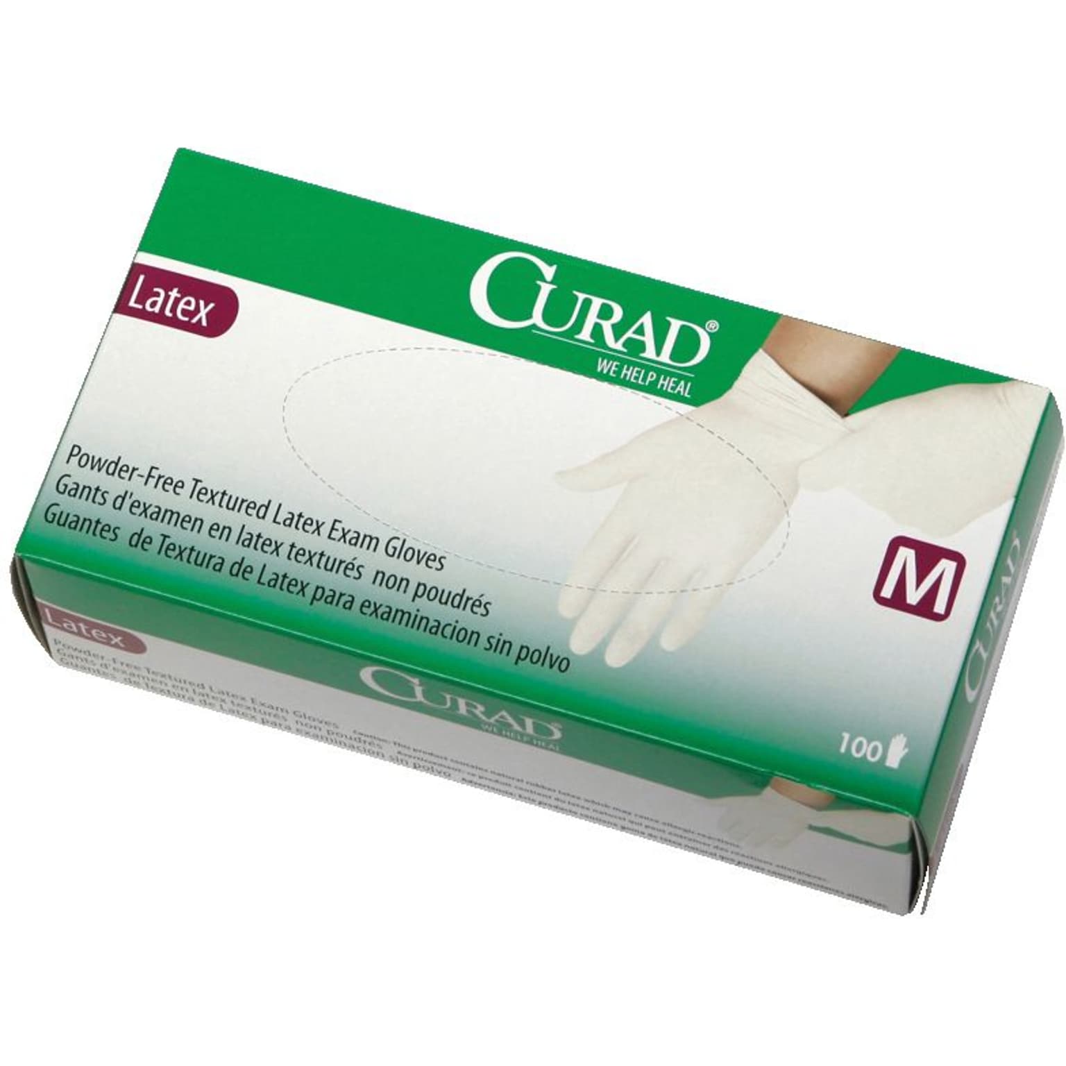 Curad Powder Free Beige Latex Gloves, Large, 100/Box (CUR8106H)