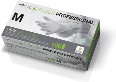 Aloetouch Powder Free Green Latex Gloves, Medium, 100/Box (MDS198155H)