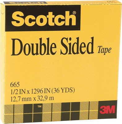 Scotch Permanent Double Sided Tape Refill, 1/2" x 36 yds. (665-121296)