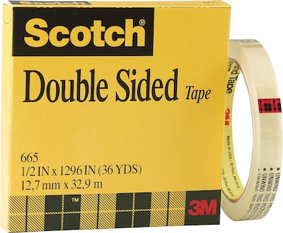 Scotch Permanent Double Sided Tape Refill, 1/2 x 36 yds. 3 Core, 1 Roll (665-121296) | Quill