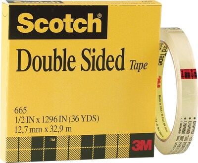 Scotch® Permanent Double Sided Tape Refill, 1/2 x 36 yds. 3 Core, 1 Roll (665-121296)