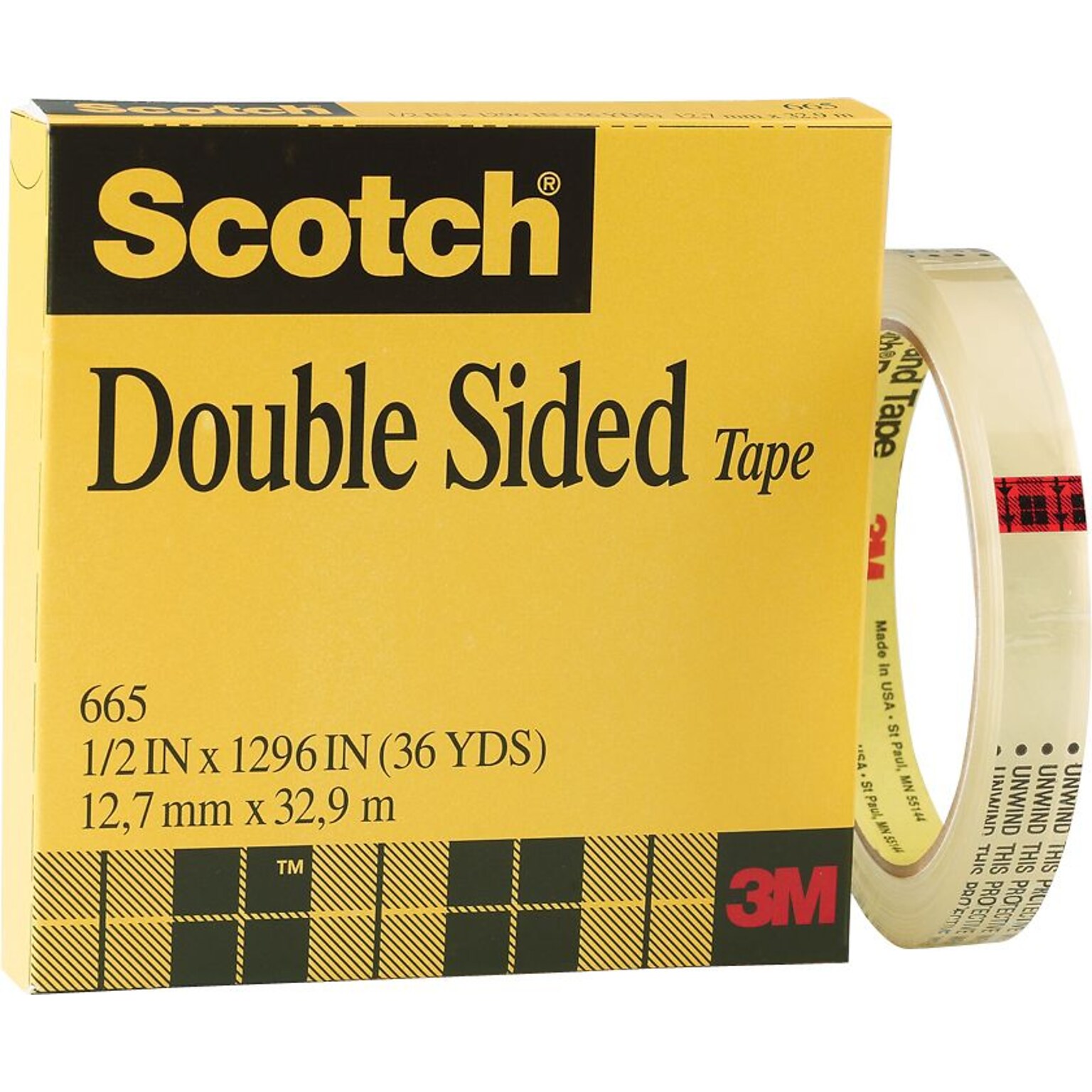 Scotch Permanent Double Sided Tape Refill, 1/2 x 36 yds. (665-121296)