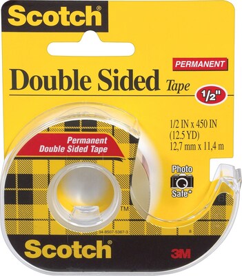 Scotch® Double Sided Permanent Tape, 1/2" x 12.5 yds., 1/Roll (137)