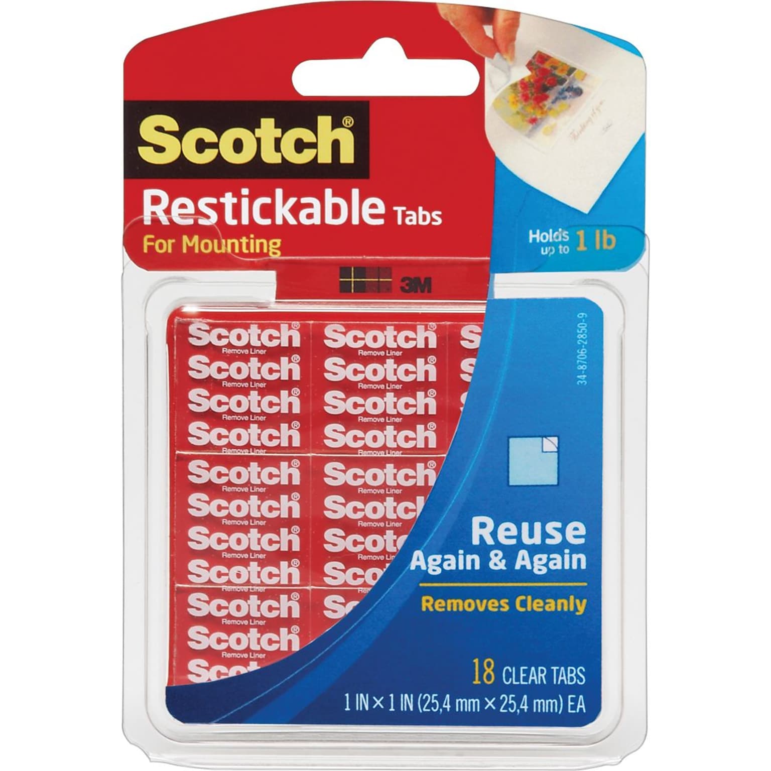 Scotch® Mounting Products, Reusable Tabs, Clear