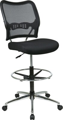 Office Star Space® Fabric Air Grid® Back Deluxe Drafting Chair with Chrome Base, Black Mesh Seat