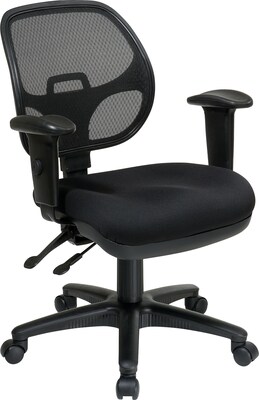 Office Star Ergonomic Metal Task Chair with ProGrid® Back and Adjustable Arm, Coal