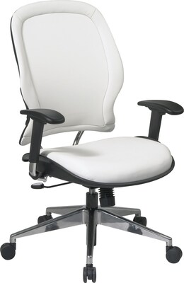 Office Star Space® Vinyl Managers Chair with Polished Aluminum Base, White