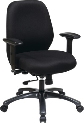 Office Star ProLine II Fabric Mid-Back Task Chair, Adjustable Arms, Black