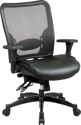 Office Star Space® Leather Ergonomic Chair with Breathable Mesh Back, Black