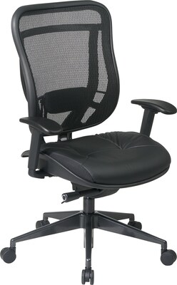 Office Star Space® Leather High Back Executive Chair with Matrex Back and Seat; Black