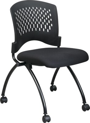 Office Star Proline II® Fabric Deluxe Armless Folding Chair with Plastic Back, Coal