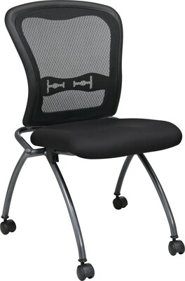 Office Star Proline II® Fabric Deluxe Armless Folding Chair with ProGrid® Back, Coal