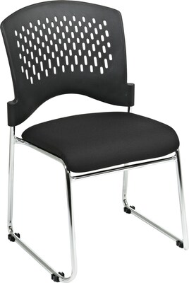 Office Star Proline II® Chrome Finish Frame Plastic Back and Fabric Guest Chair, Black