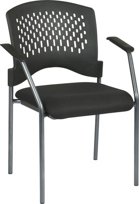 Office Star Proline II® Fabric Guest Chair with Arms and Plastic Wrap Around Back, Black