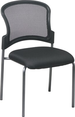 Office Star Proline II® ProGrid® Back Fabric Titanium Finish Armless Guest Chair, Black