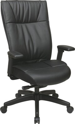 Office Star Space® Leather Contemporary Executive Chair, Black