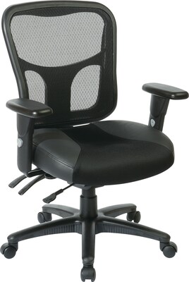 Office Star® ProGrid® Mesh Back Managers Office Chair with Leather and Mesh Fabric Seat, Black