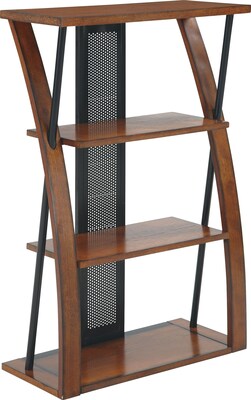 OSP Designs Aurora 3-Shelf 44.1H Wood Bookcase, Black/Medium Oak (AR27)
