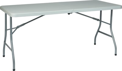 Office Star WorkSmart™ 5 Resin Center Fold Multi Purpose Table with Wheel, Gray