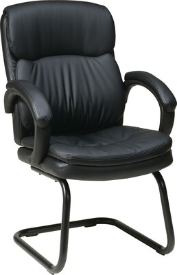 Office Star Eco Leather Mid Back Guests Chair, Black