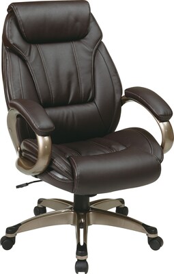 Office Star WorkSmart™ Eco Leather Executive Chair with Padded Loop Arm with Coated Base, Espresso