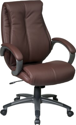 Office Star WorkSmart™ Eco Leather Executive Chair with Padded C Arms with Coated Base; Wine
