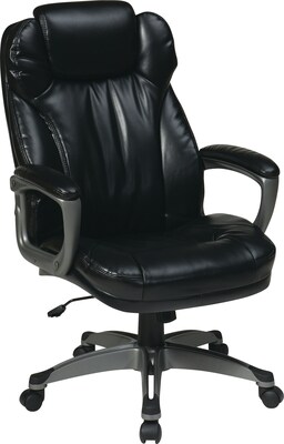 Office Star WorkSmart™ Eco Leather Executive Chair with Headrest, Black