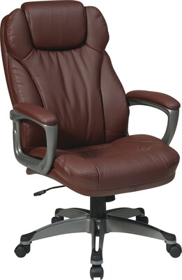 Office Star WorkSmart™ Eco Leather Executive Chair with Headrest, Titanium / Wine
