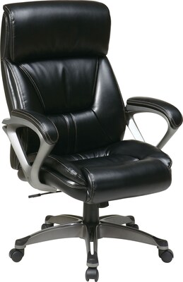 Office Star WorkSmart™ Eco Leather Executive Chair with Adjustable Headrest and Coated Base, Black