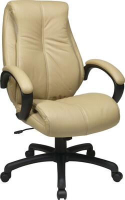 Office Star WorkSmart™ Leather Deluxe High Back Executive Chair; Tan