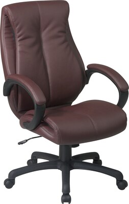 Office Star WorkSmart™ Leather Deluxe High Back Executive Chair; Wine