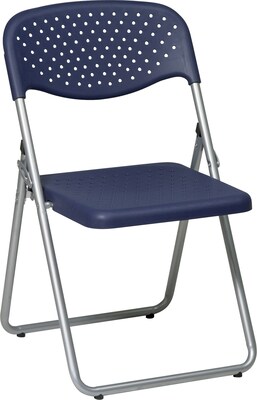 Office Star WorkSmart™ Plastic Seat Folding Chair with Back, Blue