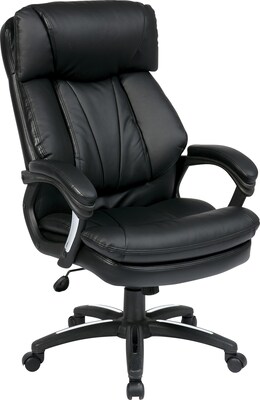 Office Star WorkSmart™ Leather Executive Chair with Padded Loop Arm, Black