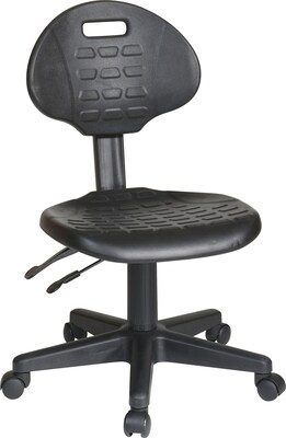 Office Star WorkSmart™ Urethane Ergonomic Stool with Seat Tilt and Back Angle Adjustment, Black