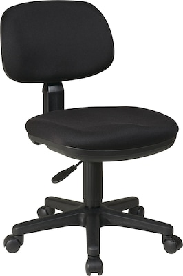 Office Star WorkSmart Swivel Fabric Task Chair, Armless, Black