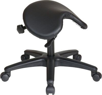 Office Star WorkSmart™ Backless Stool with Saddle Seat and Seat Angle Adjustment, Black