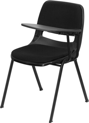 Flash Furniture Padded Black Ergonomic Shell Chair, Black Left Handed Flip-Up Tablet Arm