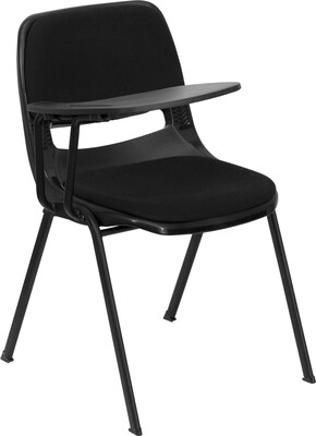 Flash Furniture Padded Black Ergonomic Shell Chair; Black Right Handed Flip-Up Tablet Arm