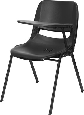 Flash Furniture Ergonomic Shell Chair, Black Left Handed Flip-Up Tablet Arm
