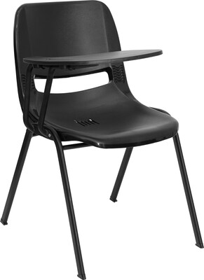 Flash Furniture Ergonomic Shell Chair, Black Right Handed Flip-Up Tablet Arm