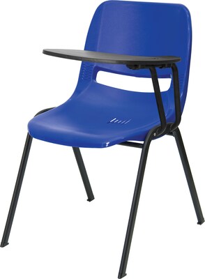 Flash Furniture Ergonomic Shell Chair, Blue Left Handed Flip-Up Tablet Arm