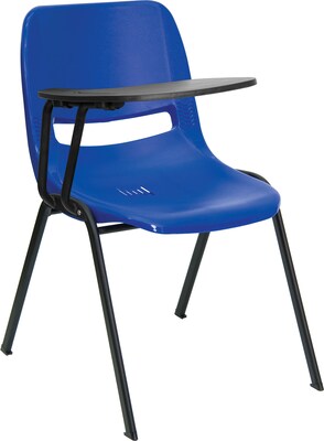 Flash Furniture Ergonomic Shell Chair, Blue Right Handed Flip-Up Tablet Arm