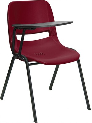 Flash Furniture Ergonomic Shell Chair, Burgundy Right Handed Flip-Up Tablet Arm, 2/box